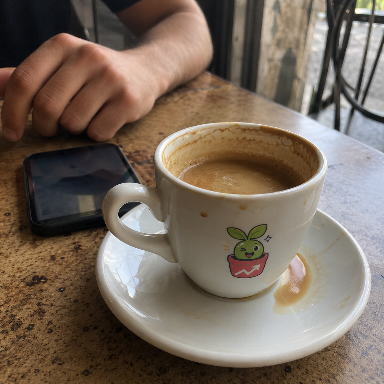 Smart Grow branded coffee cup lifestyle concept